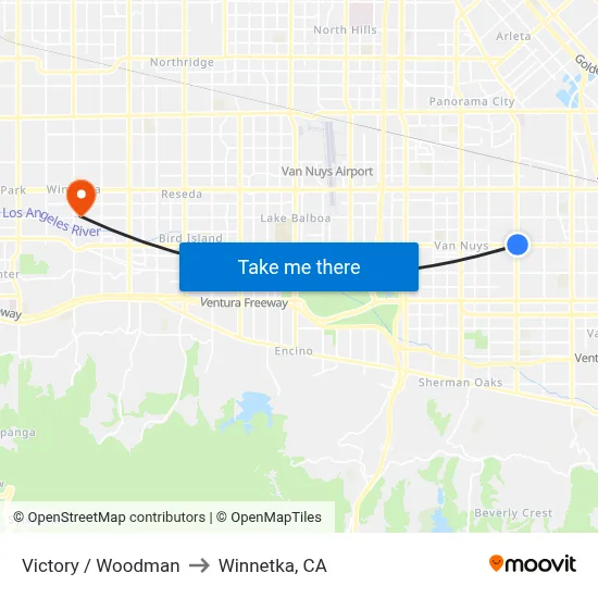 Victory / Woodman to Winnetka, CA map