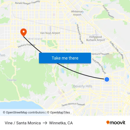 Vine / Santa Monica to Winnetka, CA map