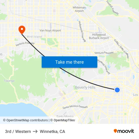 3rd / Western to Winnetka, CA map
