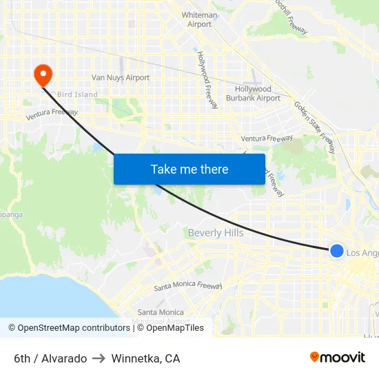 6th / Alvarado to Winnetka, CA map