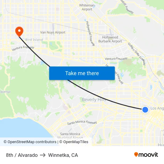 8th / Alvarado to Winnetka, CA map