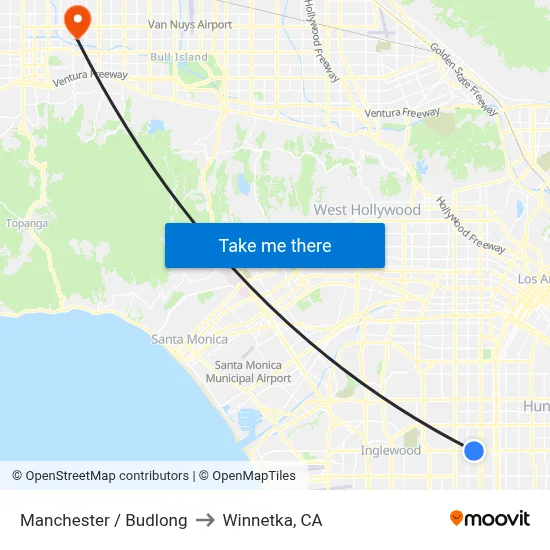 Manchester / Budlong to Winnetka, CA map
