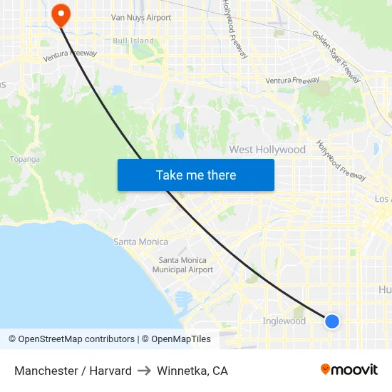 Manchester / Harvard to Winnetka, CA map