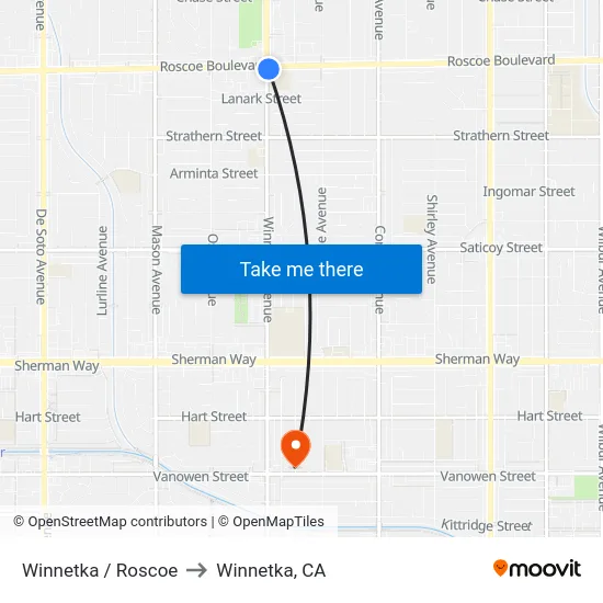 Winnetka / Roscoe to Winnetka, CA map