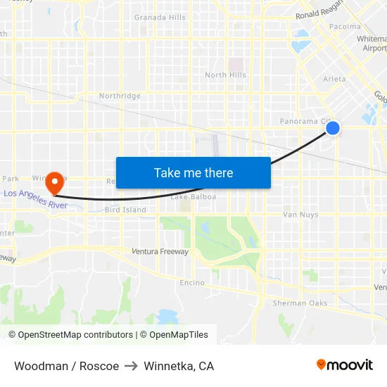 Woodman / Roscoe to Winnetka, CA map