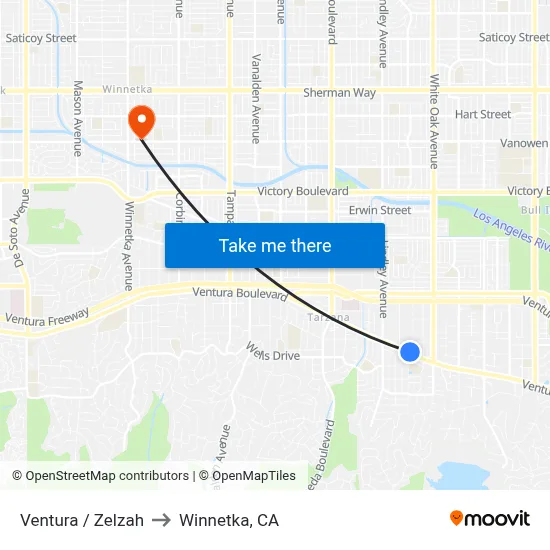 Ventura / Zelzah to Winnetka, CA map