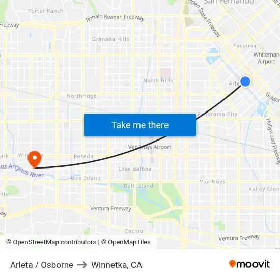 Arleta / Osborne to Winnetka, CA map