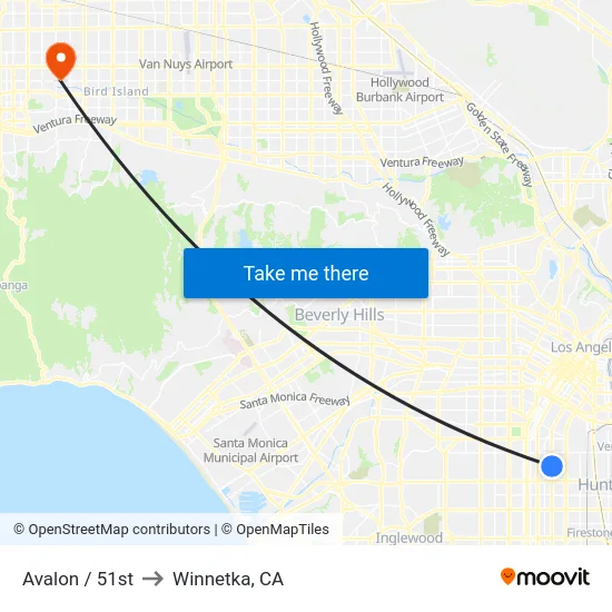 Avalon / 51st to Winnetka, CA map