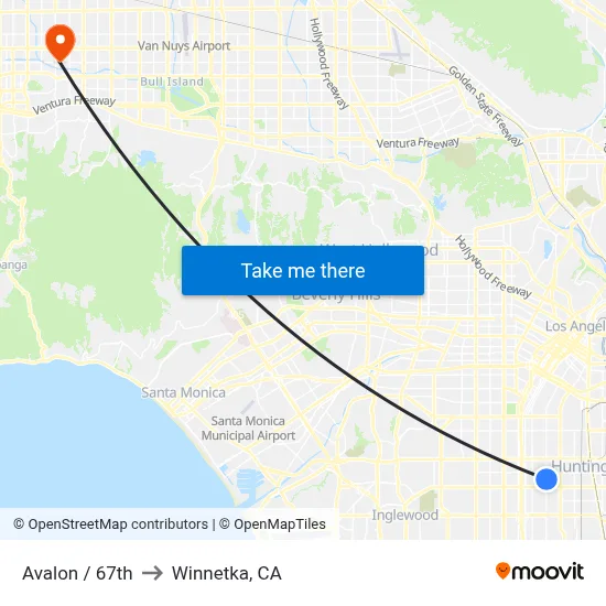 Avalon / 67th to Winnetka, CA map