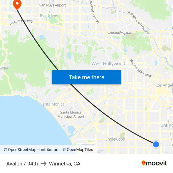 Avalon / 94th to Winnetka, CA map