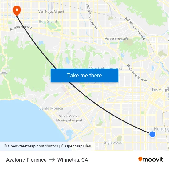 Avalon / Florence to Winnetka, CA map