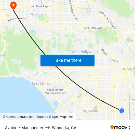 Avalon / Manchester to Winnetka, CA map