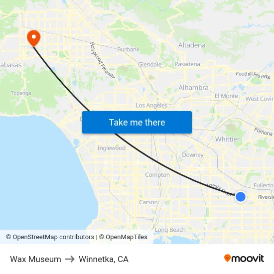 Wax Museum to Winnetka, CA map