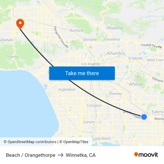 Beach / Orangethorpe to Winnetka, CA map
