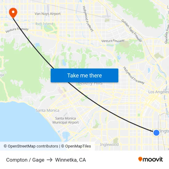 Compton / Gage to Winnetka, CA map