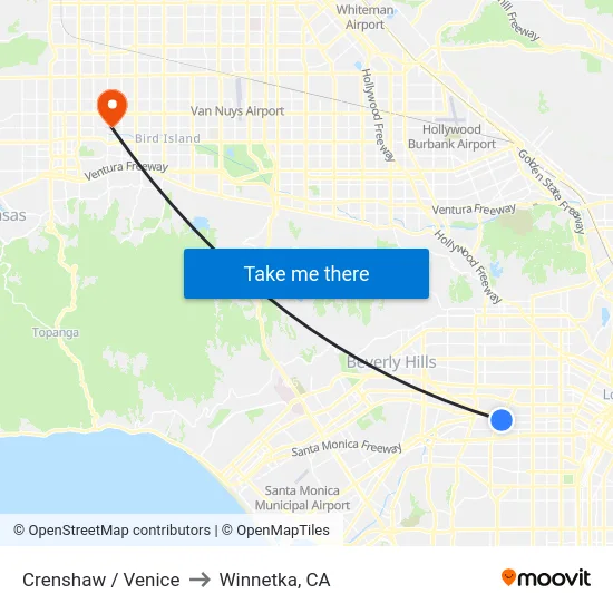 Crenshaw / Venice to Winnetka, CA map