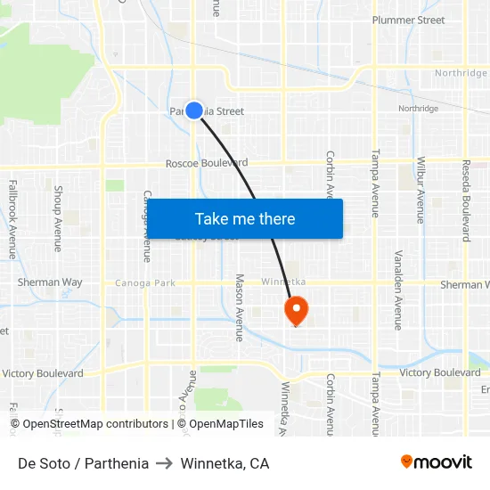 De Soto / Parthenia to Winnetka, CA map