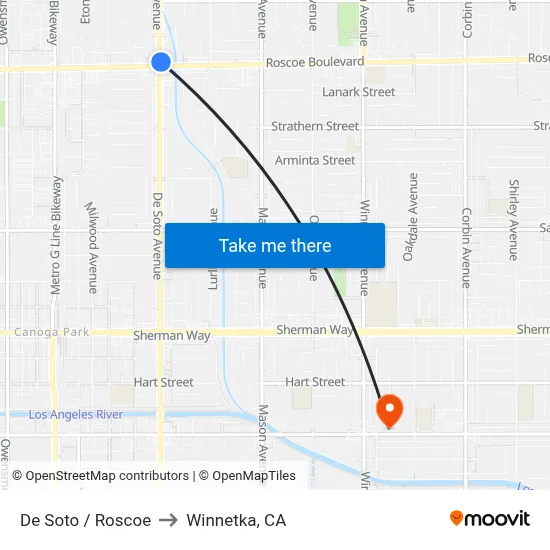 De Soto / Roscoe to Winnetka, CA map