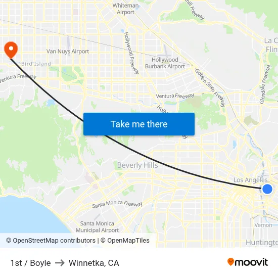 1st / Boyle to Winnetka, CA map