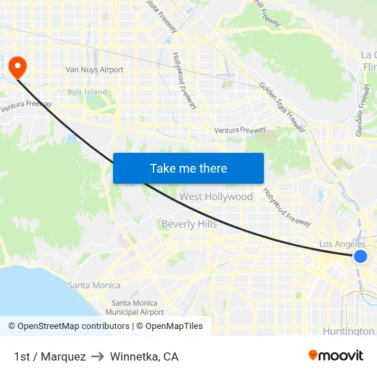 1st / Marquez to Winnetka, CA map