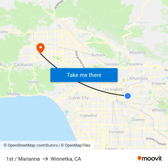 1st / Marianna to Winnetka, CA map