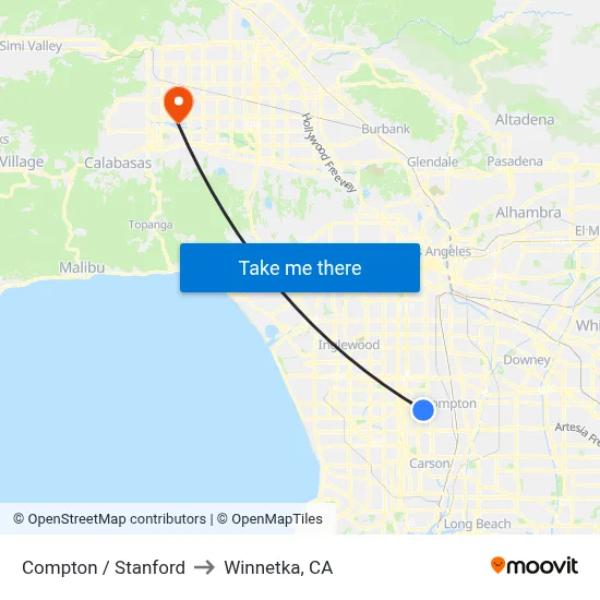 Compton / Stanford to Winnetka, CA map