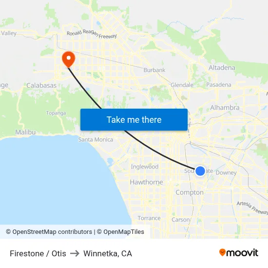 Firestone / Otis to Winnetka, CA map