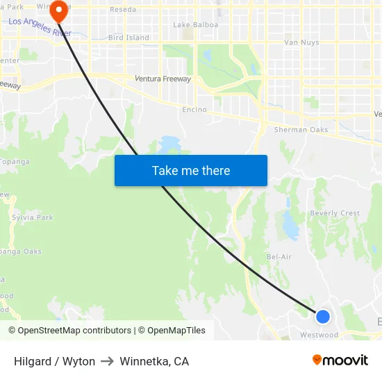 Hilgard / Wyton to Winnetka, CA map