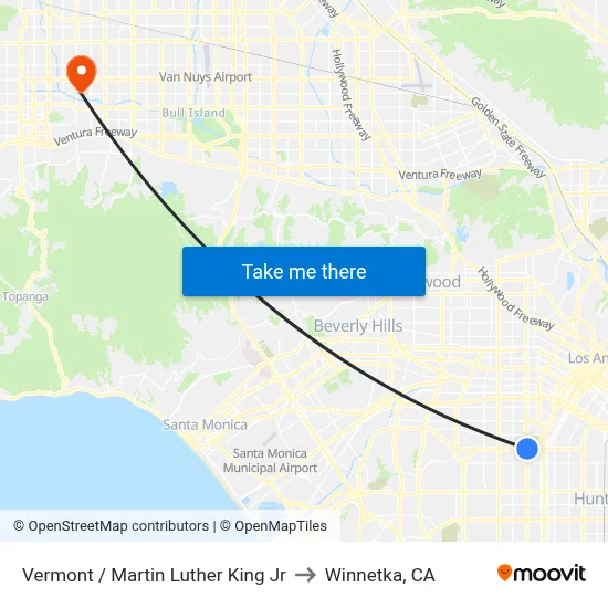 Vermont / Martin Luther King Jr to Winnetka, CA map