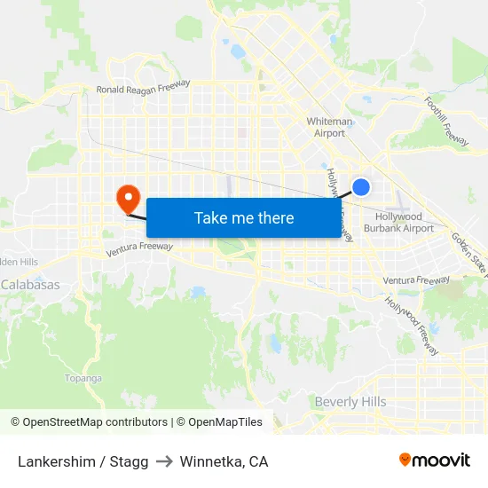 Lankershim / Stagg to Winnetka, CA map
