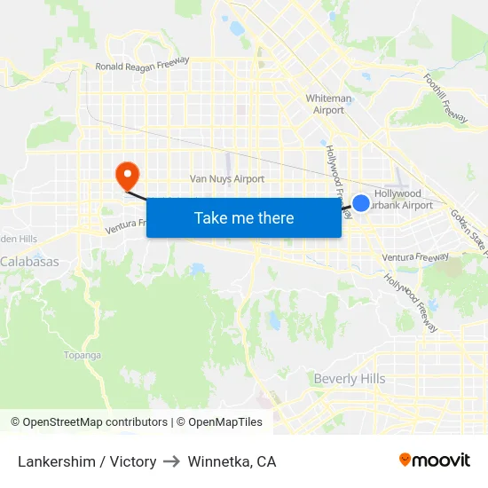 Lankershim / Victory to Winnetka, CA map