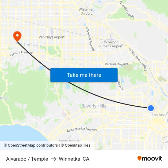 Alvarado / Temple to Winnetka, CA map