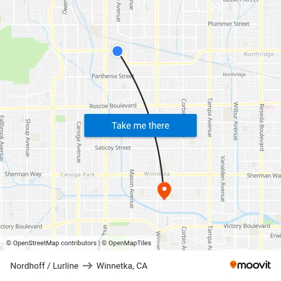 Nordhoff / Lurline to Winnetka, CA map
