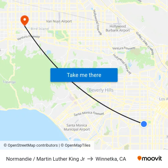 Normandie / Martin Luther King Jr to Winnetka, CA map
