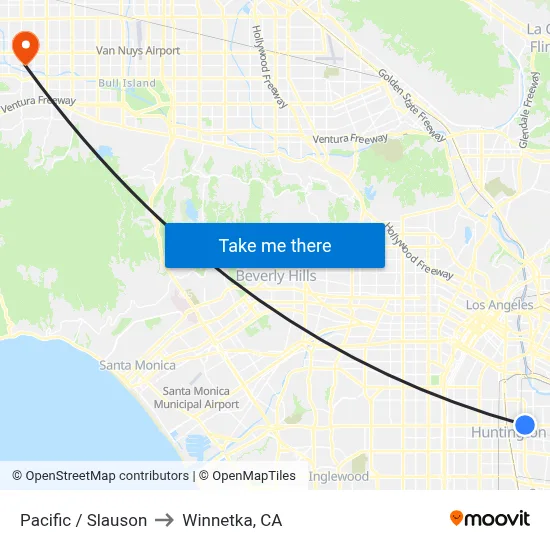 Pacific / Slauson to Winnetka, CA map