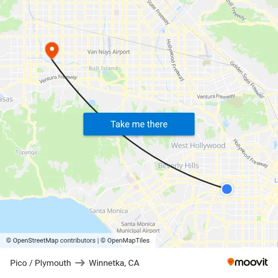 Pico / Plymouth to Winnetka, CA map