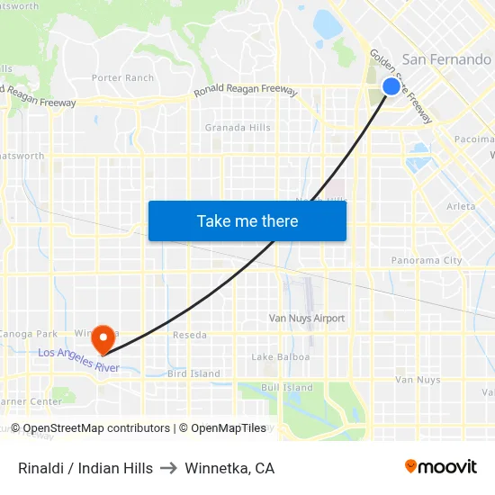 Rinaldi / Indian Hills to Winnetka, CA map