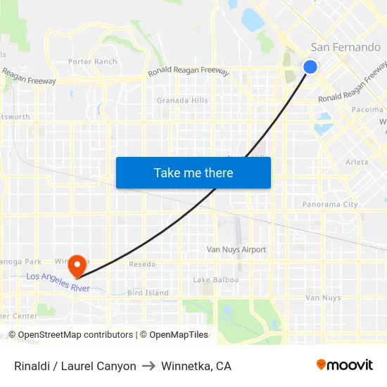 Rinaldi / Laurel Canyon to Winnetka, CA map