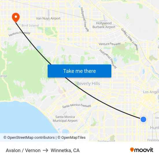 Avalon / Vernon to Winnetka, CA map