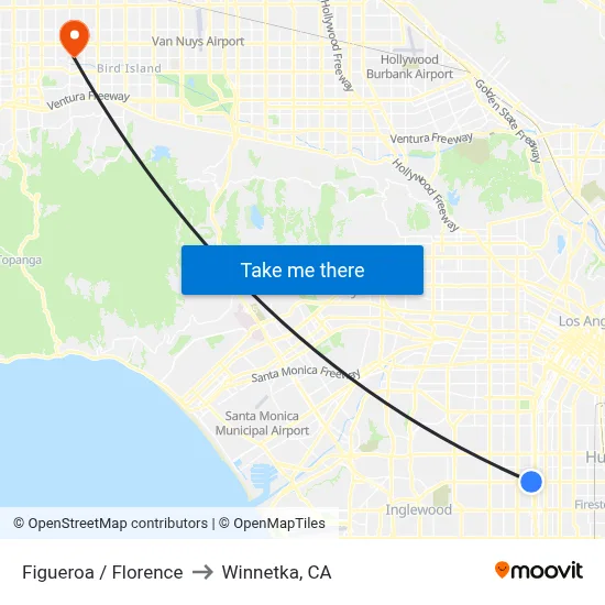 Figueroa / Florence to Winnetka, CA map