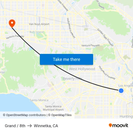Grand / 8th to Winnetka, CA map