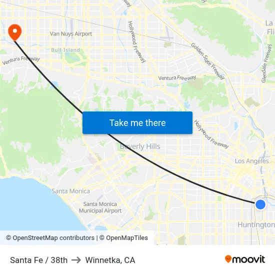 Santa Fe / 38th to Winnetka, CA map