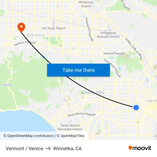 Vermont / Venice to Winnetka, CA map