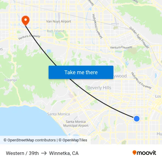 Western / 39th to Winnetka, CA map