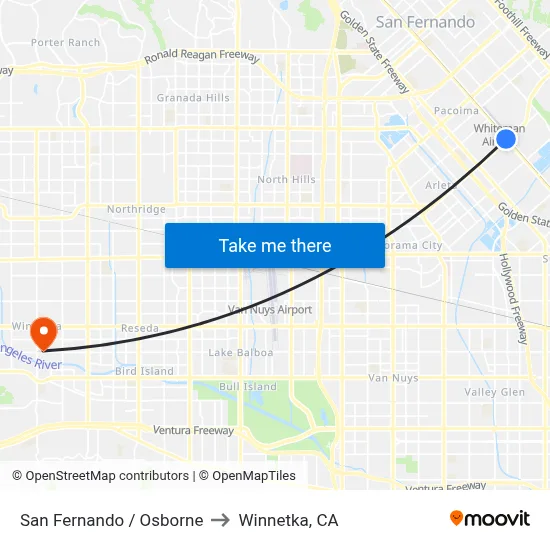 San Fernando / Osborne to Winnetka, CA map