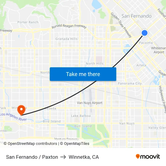 San Fernando / Paxton to Winnetka, CA map