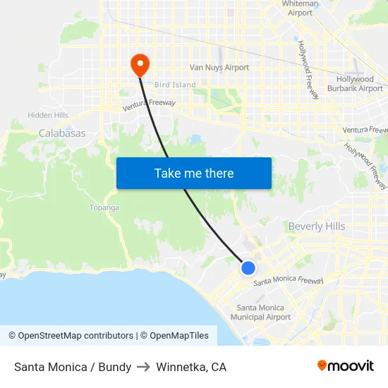 Santa Monica / Bundy to Winnetka, CA map