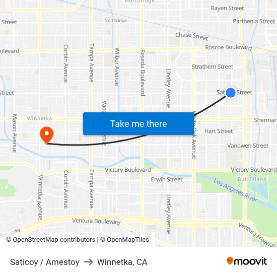Saticoy / Amestoy to Winnetka, CA map