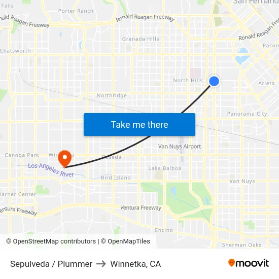 Sepulveda / Plummer to Winnetka, CA map