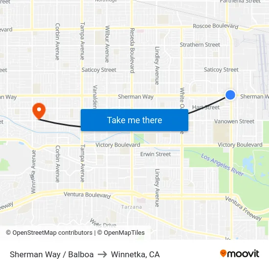 Sherman Way / Balboa to Winnetka, CA map